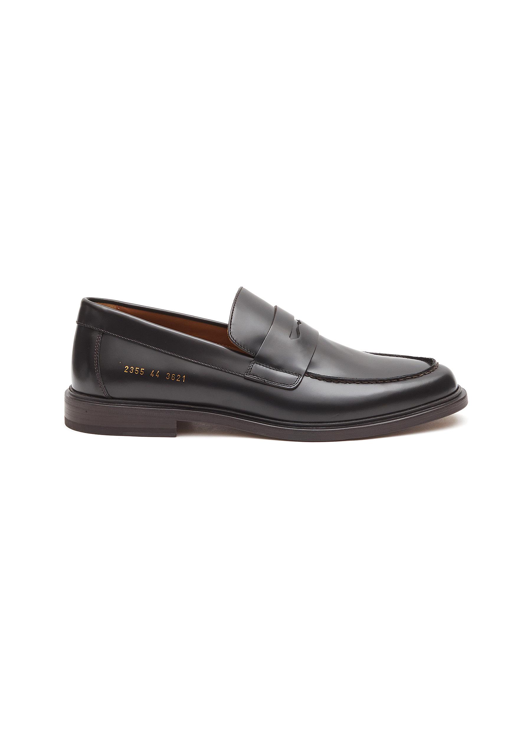 Almond-Toed Leather Penny Loafers