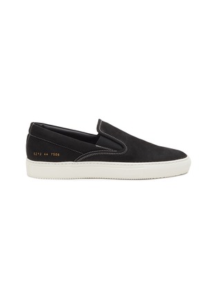 Main View - Click To Enlarge - COMMON PROJECTS - Contrasting Stitching Grained Leather Slip-On Sneakers