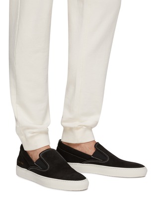 Figure View - Click To Enlarge - COMMON PROJECTS - Contrasting Stitching Grained Leather Slip-On Sneakers