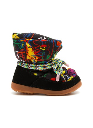 Main View - Click To Enlarge - KHRISJOY - Graffiti Print Lace Up Puffer Kids Boots