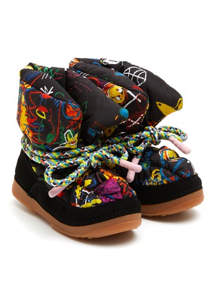 Figure View - Click To Enlarge - KHRISJOY - Graffiti Print Lace Up Puffer Kids Boots