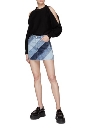 Figure View - Click To Enlarge - ALICE & OLIVIA - SHOULDER CUTOUT DETAIL CREWNECK LONG SLEEVE TOP