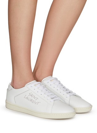 Figure View - Click To Enlarge - SAINT LAURENT - Studded Leather Low Top Sneakers