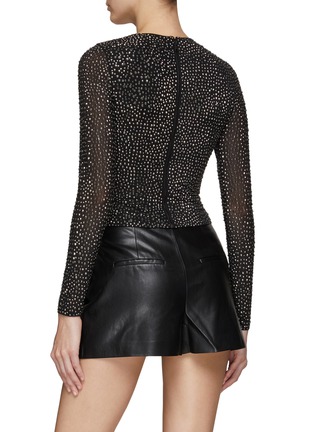Back View - Click To Enlarge - ALICE + OLIVIA - ‘DELAINA’ ALL OVER CRYSTAL EMBELLISHMENT CREW NECK TOP