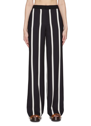 Main View - Click To Enlarge - ALICE & OLIVIA - ‘NUBIA’ HIGH RISE WIDE LEG STRIPE MOTIF PANTS