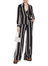 Figure View - Click To Enlarge - ALICE & OLIVIA - ‘NUBIA’ HIGH RISE WIDE LEG STRIPE MOTIF PANTS
