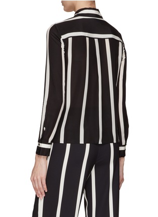 Back View - Click To Enlarge - ALICE & OLIVIA - ‘WILLA’ HIDDEN PLACKET STRIPE MOTIF BUTTON UP SHIRT