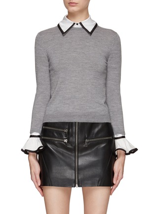 Main View - Click To Enlarge - ALICE + OLIVIA - ‘JUSTINA’ CREWNECK LONG SLEEVE KNITTED SWEATER