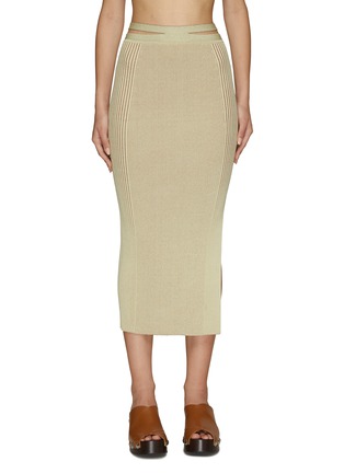 Main View - Click To Enlarge - SIMKHAI - ‘Orion’ Cut-Out Ribbed Knit Midi Skirt