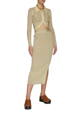 Figure View - Click To Enlarge - SIMKHAI - ‘Orion’ Cut-Out Ribbed Knit Midi Skirt
