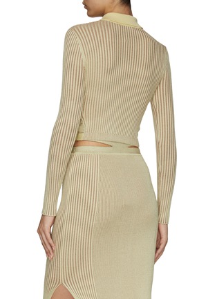 Back View - Click To Enlarge - SIMKHAI - ‘Sol’ Long-Sleeved Ribbed Knit Cropped Top