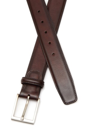 Detail View - Click To Enlarge - MAGNANNI - CLASSIC SILVER-TONED METAL SQUARE BUCKLE LEATHER BELT