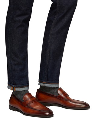 Figure View - Click To Enlarge - MAGNANNI - ‘Daniel’ Apron Toe Leather Penny Loafers
