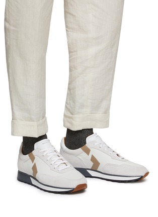 Figure View - Click To Enlarge - MAGNANNI - ‘Aero’ Suede Grained Leather Lace-Up Sneakers