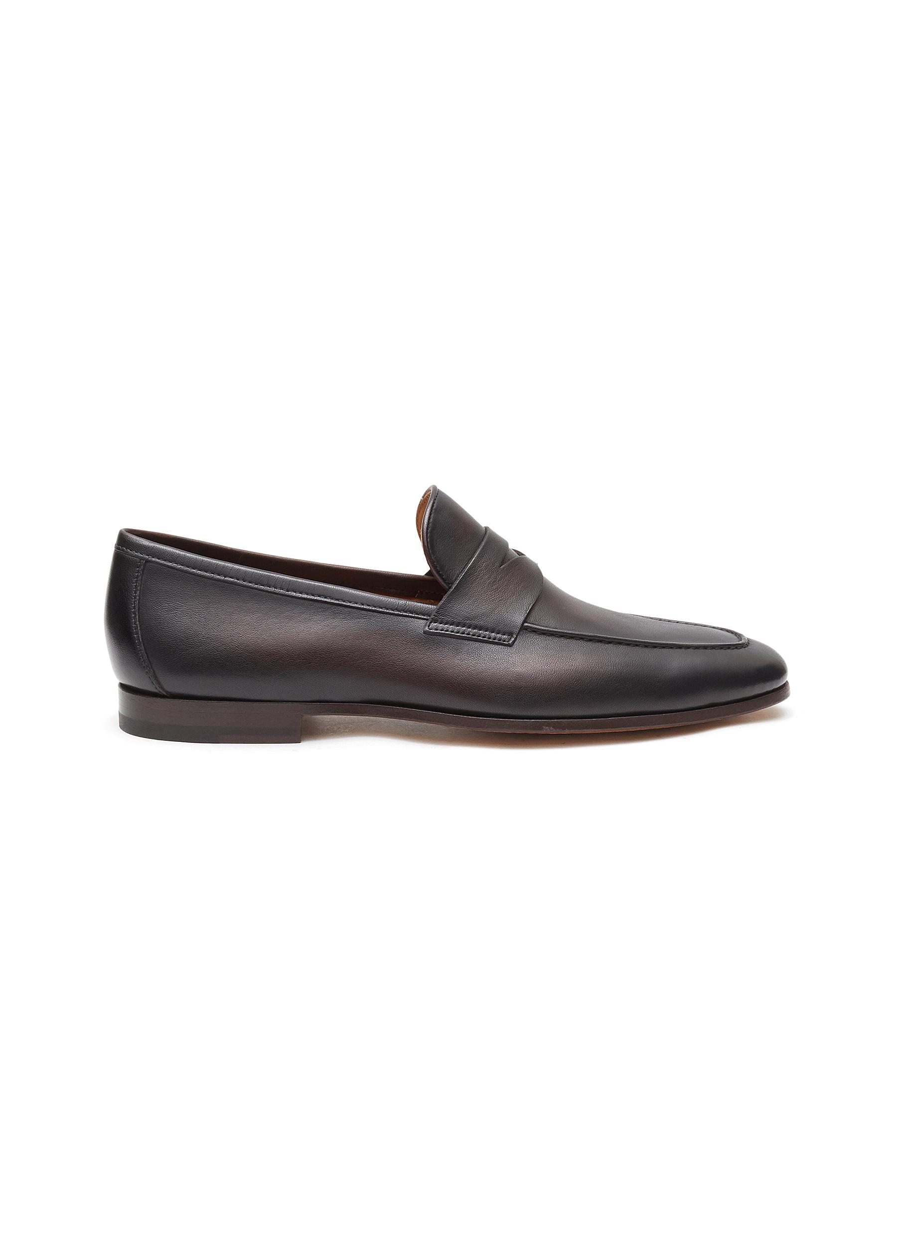 MAGNANNI Apron Toe Leather Penny Loafers