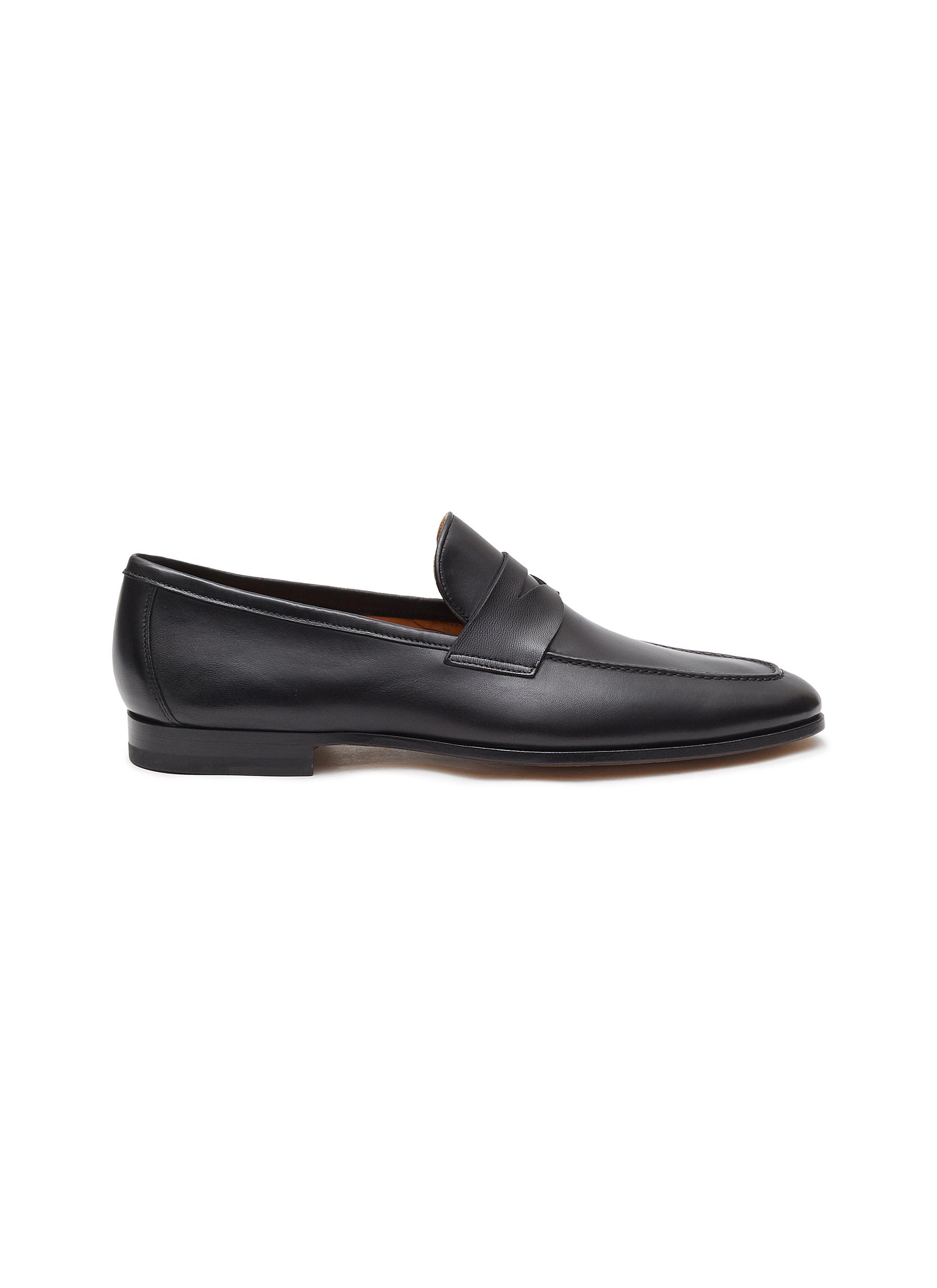 MAGNANNI Apron Toe Leather Penny Loafers