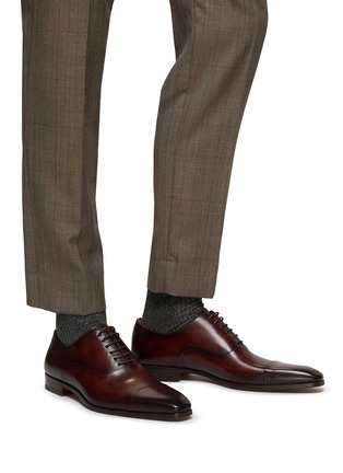 Figure View - Click To Enlarge - MAGNANNI - Cap Toe 6-Eyelet Leather Oxford Shoes