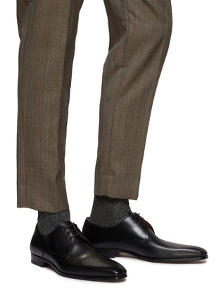 Figure View - Click To Enlarge - MAGNANNI - Plain Toe 3-Eyelet Leather Derby Shoes