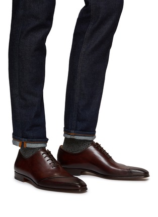Figure View - Click To Enlarge - MAGNANNI - Textured Plain Toe Cap Leather Oxford Shoes