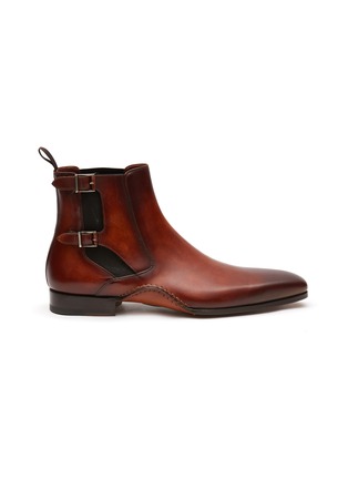 Main View - Click To Enlarge - MAGNANNI - Double Buckle Plain Toe Leather Boots