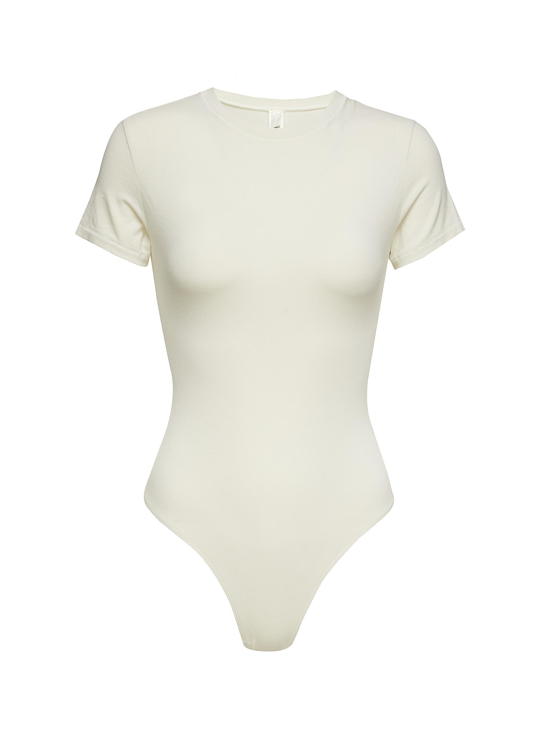 Skims Off-white Cotton 2.0 Jersey T-shirt Bodysuit In Neutral