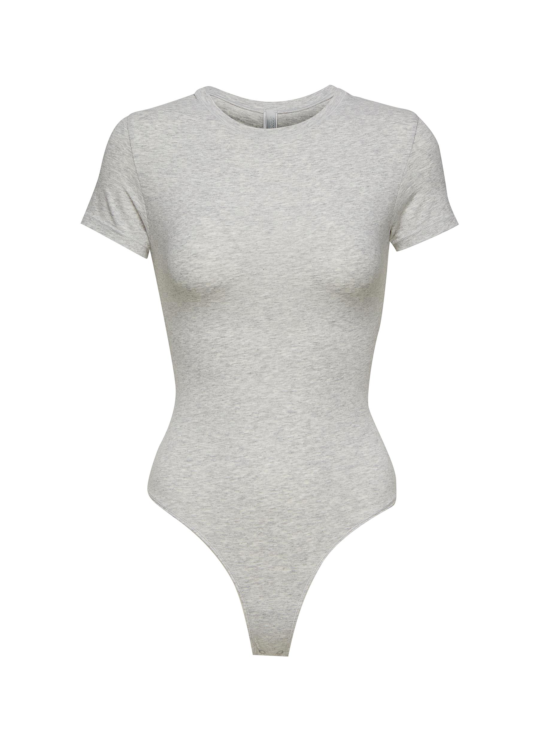 Skims Stretch Cotton Jersey T-shirt Bodysuit In Rose Clay
