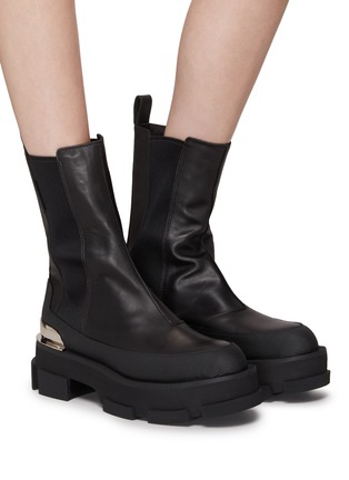 Figure View - Click To Enlarge - BOTH - ‘GAO’ METALLIC TAB PLATFORM LEATHER CHELSEA BOOTS