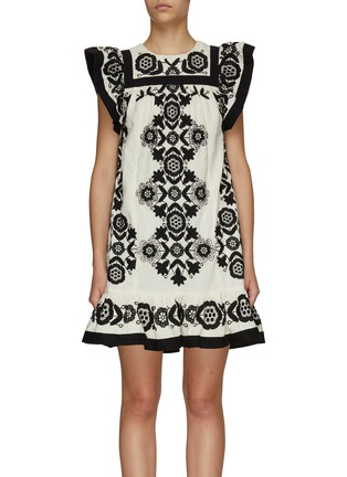 Main View - Click To Enlarge - SEA NEW YORK - ‘Manuela’ Floral Embroidery Flutter Sleeve Tunic Mini Dress