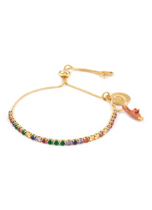 Main View - Click To Enlarge - VENESSA ARIZAGA - ‘PEACE OF MIND’ HAND-PAINTED CHARM GOLD-PLATED METAL ADJUSTABLE BRACELET