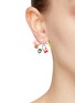 Figure View - Click To Enlarge - VENESSA ARIZAGA - ‘Rainbow Peace Out’ Pearl Crystal Silver-Plated Brass Stud Earrings