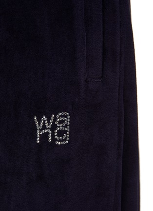  - T BY ALEXANDER WANG - Hotfix Rhinestone Logo Elasticated Cuff Velvety Sweatpants