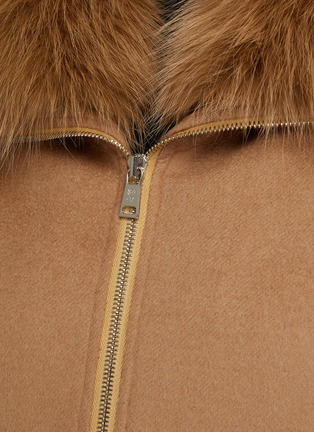  - YVES SALOMON - Detachable Fox Fur Collar Cashmere Blend Zip Up Jacket