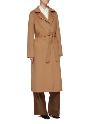 Detail View - Click To Enlarge - YVES SALOMON - Detachable Fox Fur Collar Belted Cashmere Blend Coat