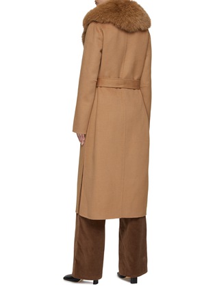 Back View - Click To Enlarge - YVES SALOMON - Detachable Fox Fur Collar Belted Cashmere Blend Coat