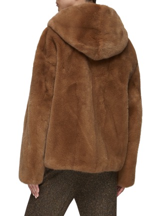 Back View - Click To Enlarge - YVES SALOMON - Hooded Mink Fur Drop Shoulder Jacket