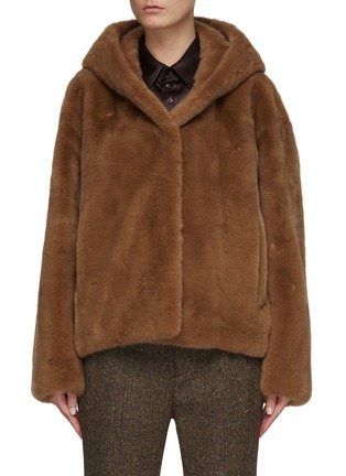 Main View - Click To Enlarge - YVES SALOMON - Hooded Mink Fur Drop Shoulder Jacket
