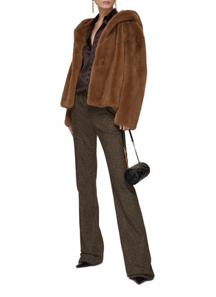 Figure View - Click To Enlarge - YVES SALOMON - Hooded Mink Fur Drop Shoulder Jacket