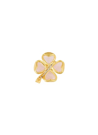 Figure View - Click To Enlarge - GOOSSENS - ‘TREFLE’ 24K GOLD PLATED PINK QUARTZ BROOCH
