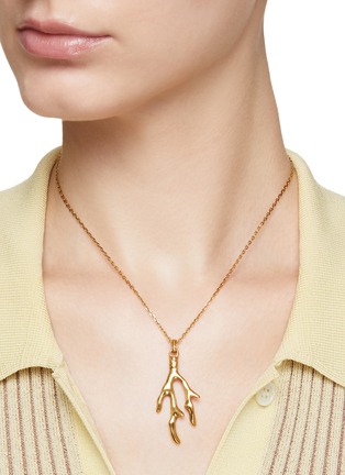 Figure View - Click To Enlarge - GOOSSENS - ‘TALISMAN’ 24K GOLD PLATED CORAL PENDANT NECKLACE