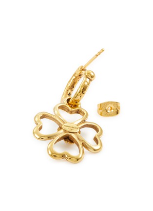 Detail View - Click To Enlarge - GOOSSENS - ‘TALISMAN’ 24K GOLD PLATED BRASS CLOVER MOTIF EARRINGS