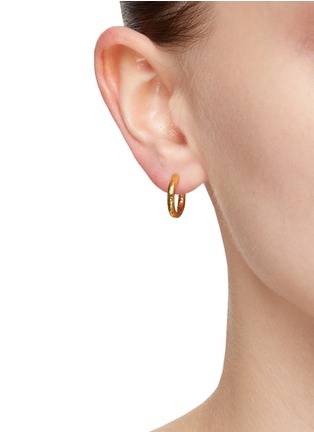 Front View - Click To Enlarge - GOOSSENS - ‘TALISMAN’ 24K GOLD PLATED BRASS CLOVER MOTIF EARRINGS