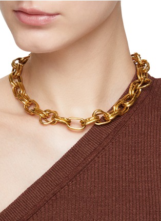 Figure View - Click To Enlarge - GOOSSENS - ‘TALISMAN’ 24K GOLD PLATED DOUBLE CHAIN NECKLACE