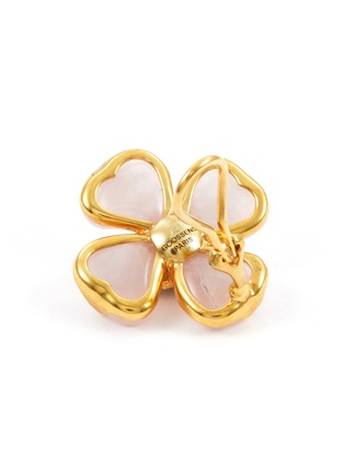 Detail View - Click To Enlarge - GOOSSENS - ‘TREFLE’ 24K GOLD PLATED BRASS PINK QUARTZ CLIP EARRINGS