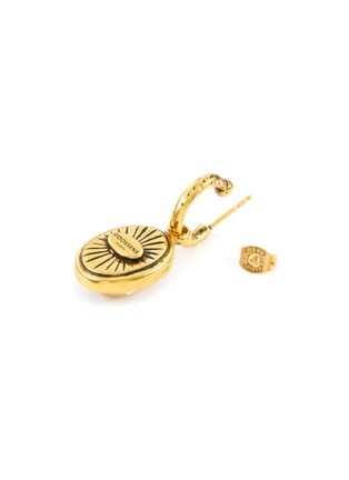 Detail View - Click To Enlarge - GOOSSENS - ‘TALISMAN’ 24K GOLD PLATED BRASS CABOCHON DETACHABLE CHARM DROP EARRINGS
