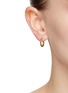 Front View - Click To Enlarge - GOOSSENS - ‘TALISMAN’ 24K GOLD PLATED BRASS CABOCHON DETACHABLE CHARM DROP EARRINGS