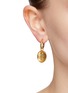 Figure View - Click To Enlarge - GOOSSENS - ‘TALISMAN’ 24K GOLD PLATED BRASS CABOCHON DETACHABLE CHARM DROP EARRINGS