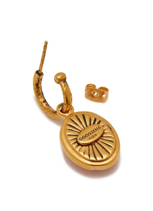 Detail View - Click To Enlarge - GOOSSENS - ‘TALISMAN’ 24K GOLD PLATED CABOCHON DETACHABLE CHARM DROP EARRINGS