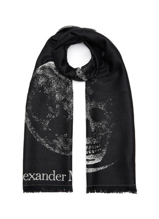 Main View - Click To Enlarge - ALEXANDER MCQUEEN - Skull Eclipse Fringed Wool Blend Scarf