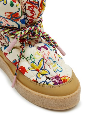 Detail View - Click To Enlarge - KHRISJOY - Graffiti Print Lace Up Puffer Boots
