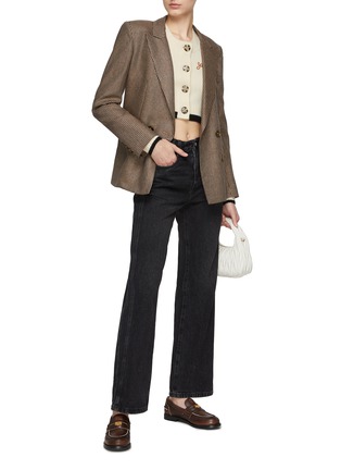 Figure View - Click To Enlarge - BLAZÉ MILANO - ‘Charmer’ Double Breasted Peak Lapel Silk Blazer